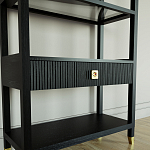 Стеллаж Elsa Dreams Black со стеклянными полками и ящиком варинант исполнения - 2 | Loft Concept в Екатеринбурге