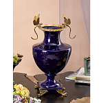 Ваза темно-синего цвета из фарфора с бронзовыми стрекозами Eden Garden porcelain and bronze варинант исполнения - 3 | Loft Concept в Екатеринбурге