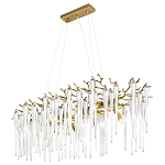 Люстра подвесная прямоугольная с бронзовыми акцентами и прозрачными стеклянными каплями Droplet Chandelier варинант исполнения - 3 | Loft Concept в Екатеринбурге