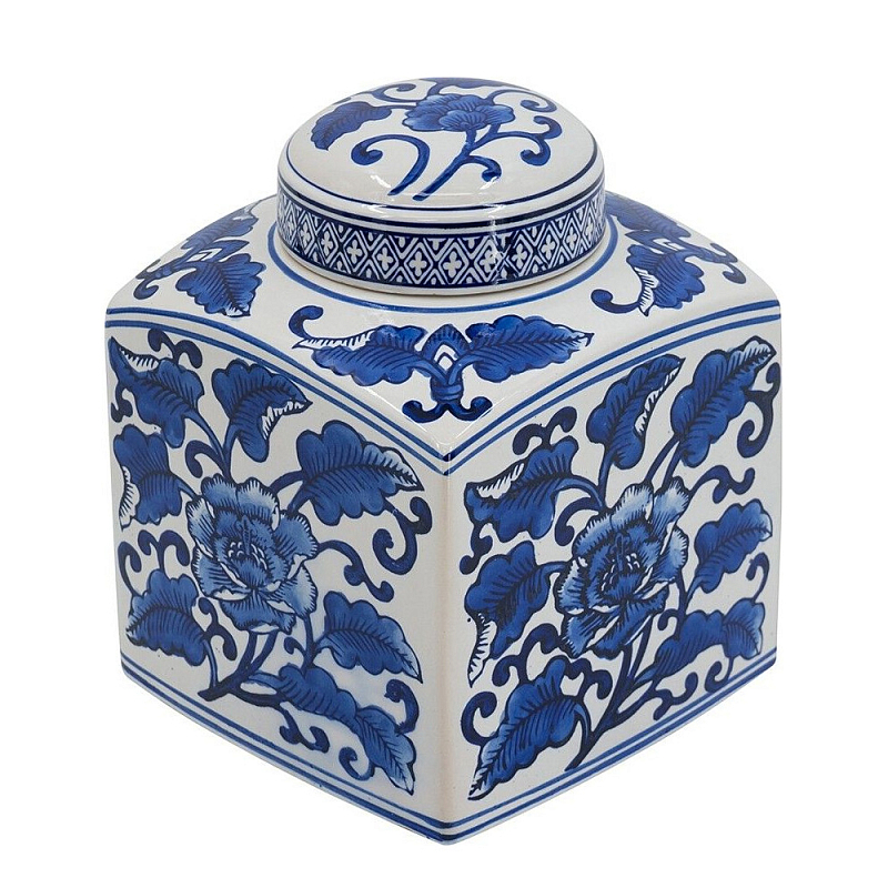 Ваза с крышкой в китайском стиле Oriental Blue & White Ornament Vases Синий Белый в Екатеринбурге | Loft Concept 