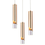 Подвесной светильник Metal Acrylic Tube Trio Gold Hanging Lamp варинант исполнения - 1 | Loft Concept в Екатеринбурге