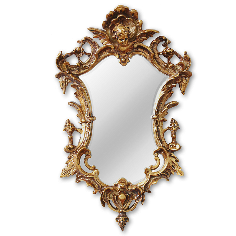 Зеркало настенное в ажурной раме золотого цвета с эффектом старины Classic Ornament Mirror Золотой в Екатеринбурге | Loft Concept 