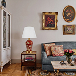 Настольная лампа бордовая с изображением птиц Slip Away варинант исполнения - 5 | Loft Concept в Екатеринбурге