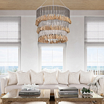 Люстра трехъярусная с декором из круглых деревянных бусин с кисточками Gray Brown Wooden Beads Chandelier варинант исполнения - 5 | Loft Concept в Екатеринбурге