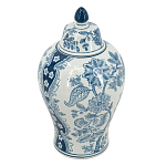Ваза с крышкой и голубым цветочным рисунком на белом фоне Blue & White Ornament варинант исполнения - 1 | Loft Concept в Екатеринбурге