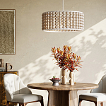 Люстра в форме цилиндра с вставками из деревянных бусин Wooden Beads варинант исполнения - 5 | Loft Concept в Екатеринбурге