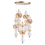 Люстра с плафонами из прозрачного и янтарного стекла в виде шаров и ромбов Gabriel Scott Luna варинант исполнения - 2 | Loft Concept в Екатеринбурге