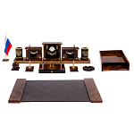 Настольный письменный набор с часами из природного камня обсидиана Royal Set варинант исполнения - 1 | Loft Concept в Екатеринбурге