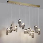 Подвесной светильник линейный с плафонами волнистой формы из фактурного стекла Big Wave варинант исполнения - 4 | Loft Concept в Екатеринбурге