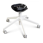 Стул с мягкой синей обивкой из велюра и подъемно-поворотным механизмом на белых колесиках Harper Blue and White варинант исполнения - 5 | Loft Concept в Екатеринбурге