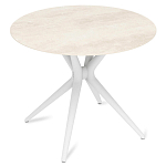 Стол обеденный с круглой столешницей из керамики на четырех белых ножках Sand Ceramics варинант исполнения - 3 | Loft Concept в Екатеринбурге