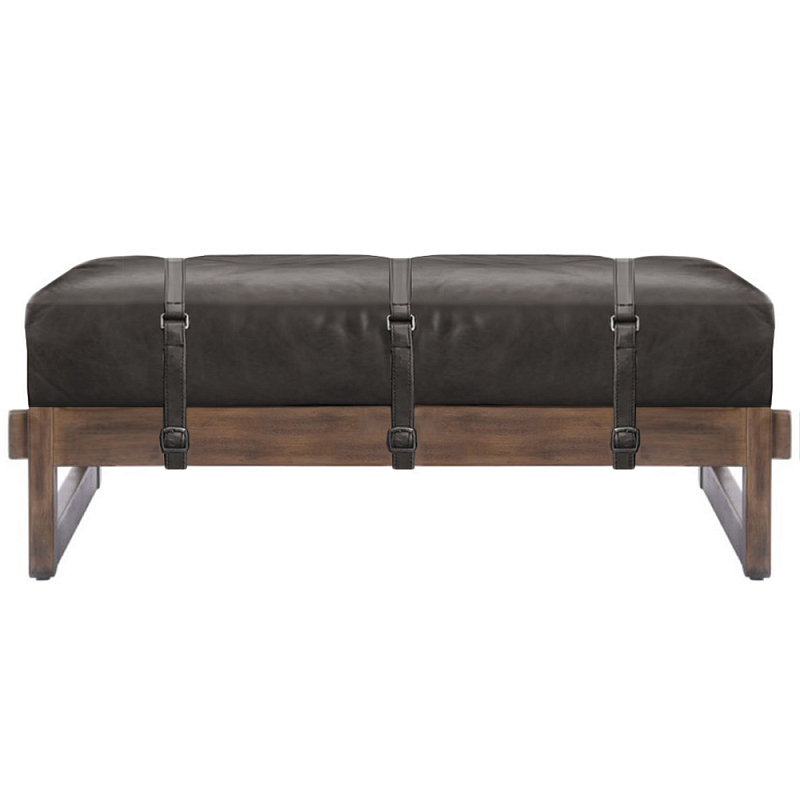 Пуф Duncan винтажная черная кожа Черный Коричневый в Екатеринбурге | Loft Concept 