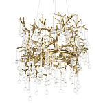 Подвесная люстра в виде ветвей деревьев золотого цвета с прозрачными подвесками-каплями 8 и 14 ламп Droplet Chandelier варинант исполнения - 1 | Loft Concept в Екатеринбурге