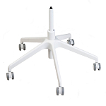 Стул с мягкой синей обивкой из велюра и подъемно-поворотным механизмом на белых колесиках Harper Blue and White варинант исполнения - 4 | Loft Concept в Екатеринбурге