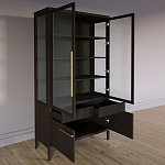 Витрина Primo со стеклянными фасадами и буфетом шпон Темный орех варинант исполнения - 4 | Loft Concept в Екатеринбурге