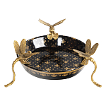Блюдо черного цвета из фрафора на бронзовых ножках в виде стрекоз Eden Garden варинант исполнения - 2 | Loft Concept в Екатеринбурге