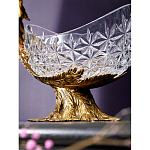 Чаша из прозрачного стекла на бронзовой подставке в виде павлина с рельефным хвостом Eden Garden варинант исполнения - 5 | Loft Concept в Екатеринбурге