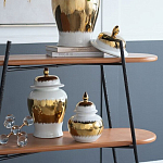 Ваза белая с крышкой и золотистыми фрагментами Chinoiserie Ceramics варинант исполнения - 2 | Loft Concept в Екатеринбурге