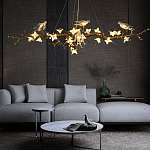 Люстра в виде золотой ветки с цветами и птичками Marvelous Garden варинант исполнения - 3 | Loft Concept в Екатеринбурге