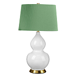 Настольная лампа с белым фигурным основанием на латунном основании и зеленым тканевым конусным абажуром Elstead Lighting варинант исполнения - 1 | Loft Concept в Екатеринбурге