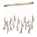 Люстра с золотистыми трубками и прозрачными стеклянными листьями на подвесах Sylva  варинант исполнения - 3 | Loft Concept в Екатеринбурге