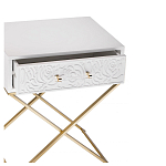Приставной столик с выдвижным ящиком  White Table Carved Pattern варинант исполнения - 2 | Loft Concept в Екатеринбурге