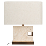 Настольная лампа с прямоугольным основанием из натурального камня c тканевым абажуром Lapis Tiburtinus варинант исполнения - 1 | Loft Concept в Екатеринбурге