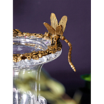 Ваза из прозрачного стекла на бронзовой подставке с ободком и ручками в виде стрекоз Eden Garden варинант исполнения - 3 | Loft Concept в Екатеринбурге