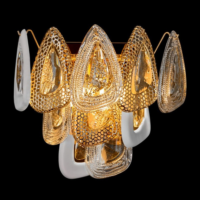 Бра с белыми и прозрачными подвесками Character Chandelier Золотой Прозрачный Белый в Екатеринбурге | Loft Concept 