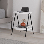 Стол приставной с 2-мя круглыми белыми столешницами ESSEL SIDE TABLE WHITE варинант исполнения - 4 | Loft Concept в Екатеринбурге