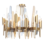 Люстра с вертикальными стеклянными элементами и металлическим каркасом цвета Латунь Vertical Glass варинант исполнения - 2 | Loft Concept в Екатеринбурге