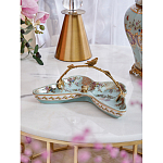 Блюдо из голубого фарфора с бронзовой ручкой в виде ветки Blue Garden варинант исполнения - 3 | Loft Concept в Екатеринбурге