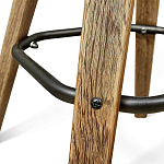 Барный стул со спинкой и металлической подставкой на 4-х деревянных ножках Коричневый Велюр Vendramin Chair варинант исполнения - 3 | Loft Concept в Екатеринбурге