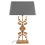 Настольная лампа на ажурном чугунном основании с серым абажуром Openwork Lamp варинант исполнения - 1 | Loft Concept в Екатеринбурге
