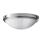 Потолочный светильник для ванных комнат цвета хром с белым матовым ребристым плафоном в форме полусферы Feiss варинант исполнения - 1 | Loft Concept в Екатеринбурге