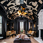 Обои ручная роспись в стиле Арт-деко Symphony Original colourway on Flint silk dupion варинант исполнения - 1 | Loft Concept в Екатеринбурге