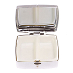 Таблетница карманная квадратная с 2-мя отделениями с зеркалом и накладкой из натурального камня Пегматит Silver Stone Pillboxes варинант исполнения - 3 | Loft Concept в Екатеринбурге