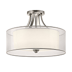 Потолочный светильник с двойным цилиндрическим плафоном из белого стекла и прозрачной органзы Kichler варинант исполнения - 12 | Loft Concept в Екатеринбурге