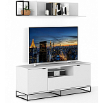 ТВ-тумба белая с  2-мя дверцами и ящиком Strict Lines варинант исполнения - 5 | Loft Concept в Екатеринбурге