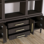 Модульный стеллаж Primo из трех составных элементов Темный орех варинант исполнения - 5 | Loft Concept в Екатеринбурге