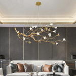 Люстра в виде золотой ветки с цветами Glass Flower Pendant Light варинант исполнения - 4 | Loft Concept в Екатеринбурге