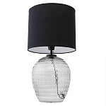 Настольная лампа с черным цилиндрическим тканевым абажуром и фактурным прозрачным основанием Black Cone варинант исполнения - 2 | Loft Concept в Екатеринбурге