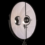 Торшер в виде прожектора с круглым тканевым абажуром на треноге черного цвета Radiance Éclat варинант исполнения - 5 | Loft Concept в Екатеринбурге