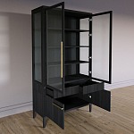 Витрина Primo со стеклянными фасадами и буфетом шпон Черный дуб варинант исполнения - 4 | Loft Concept в Екатеринбурге