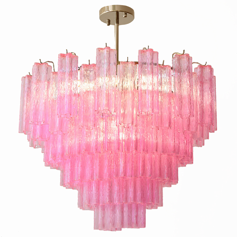Элитная Люстра Textured Glass Pink Chandelier Ярко Розовое стекло Розовый Золотой Элитная Люстра Textured Glass Pink Chandelier Ярко Розовое стекло Розовый Золотой в Екатеринбурге | Loft Concept