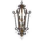 Люстра бронзового цвета с 6-ю лампами и стеклянными подвесками в классическом стиле Quoizel варинант исполнения - 1 | Loft Concept в Екатеринбурге