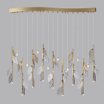 Люстра с золотистыми трубками и прозрачными стеклянными листьями на подвесах Sylva  варинант исполнения - 4 | Loft Concept в Екатеринбурге