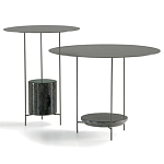 Дизайнерский круглый кофейный стол из металла с мраморным декором PANNA COTTA Coffee Table варинант исполнения - 7 | Loft Concept в Екатеринбурге