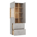 Шкаф-витрина двухдверная с фасадом цвета серый бетон Grace of Furniture варинант исполнения - 3 | Loft Concept в Екатеринбурге