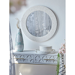 Зеркало круглое инкрустированное раковинами устриц Bone Inlay Dome Mirror White варинант исполнения - 2 | Loft Concept в Екатеринбурге